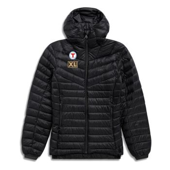 Bergans lett dunjakke med hette Svart Dame, med DNT og XL-BYGG merker